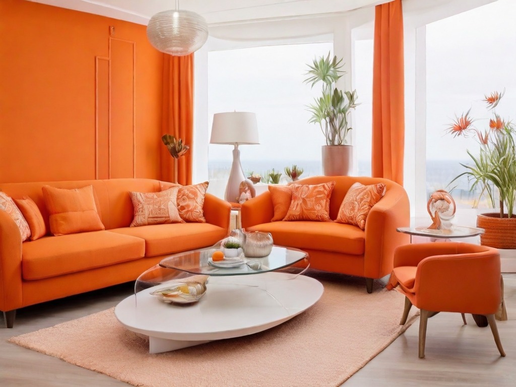 Дизайн-проекты гостиной оранжевого цвета