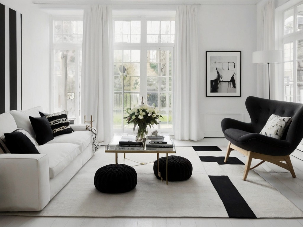 Дизайн-проекты гостиной черно-белого цвета